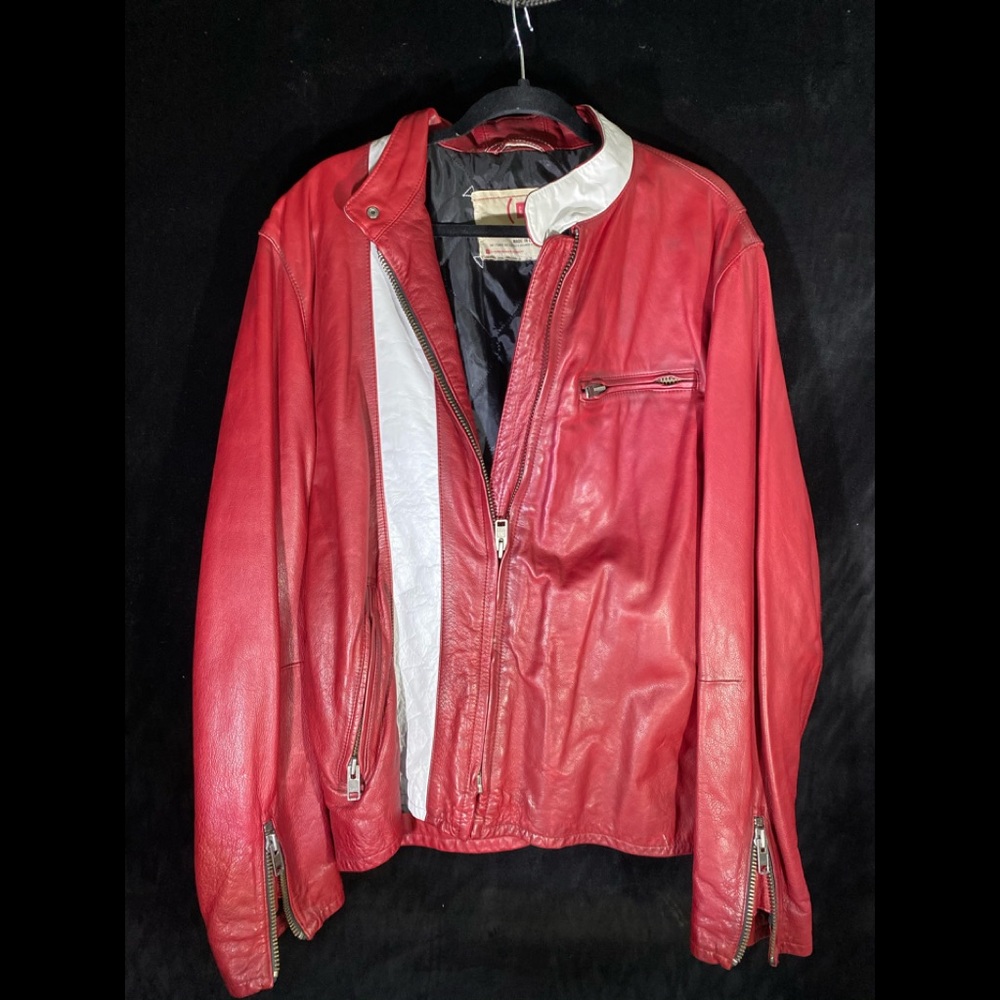men’s red leather gap RED racing style  jacket